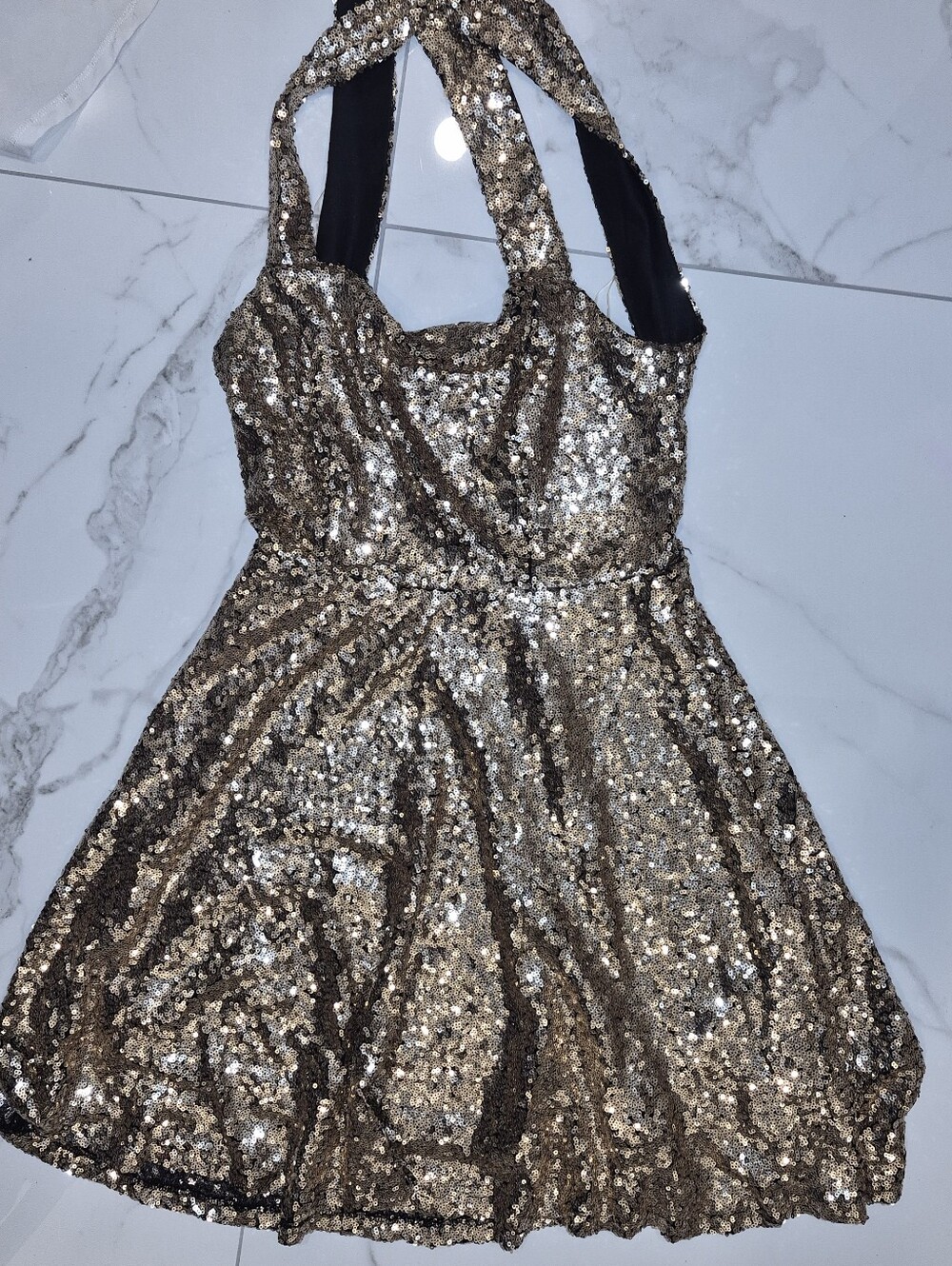 Charlotte Russe Metallic Gold Sequin Dress